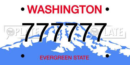 777777 Washington License Plate