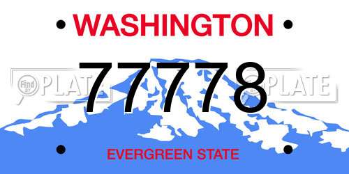 77778 Washington License Plate
