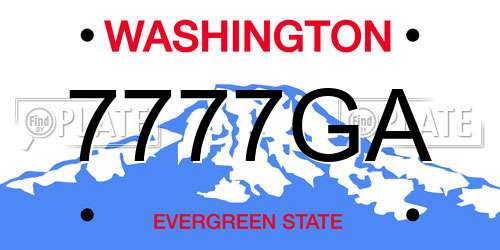 7777GA Washington License Plate