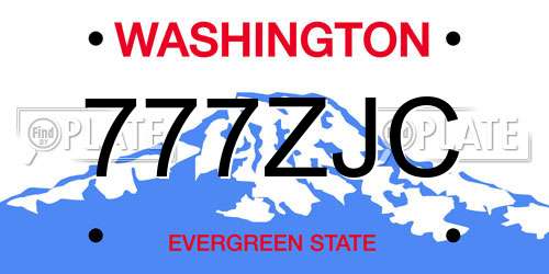 777ZJC Washington License Plate