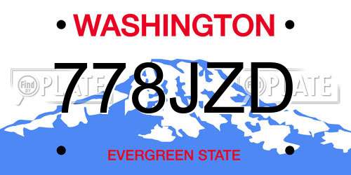 778JZD Washington License Plate