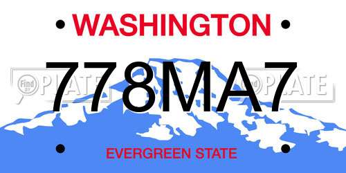 778MA7 Washington License Plate