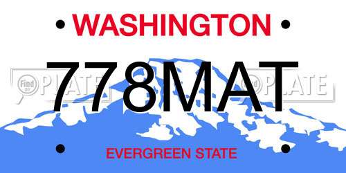 778MAT Washington License Plate