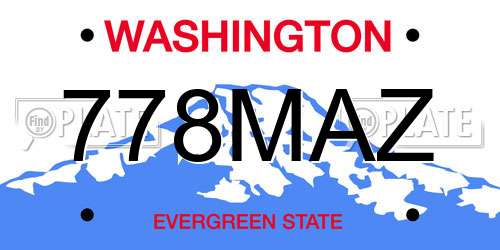 778MAZ Washington License Plate