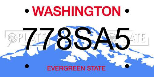 778SA5 Washington License Plate