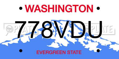 778VDU Washington License Plate