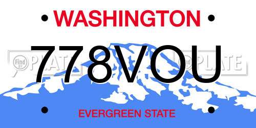 778VOU Washington License Plate