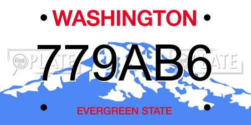 779AB6 Washington License Plate