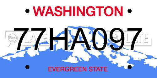 77HA097 Washington License Plate