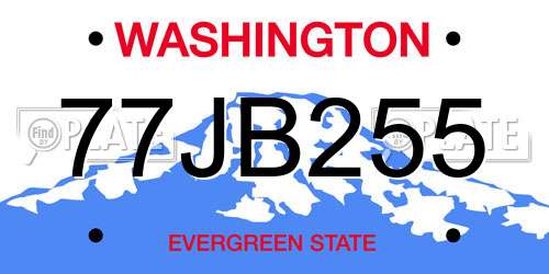 77JB255 Washington License Plate