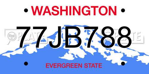 77JB788 Washington License Plate