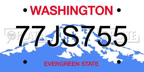 77JS755 Washington License Plate