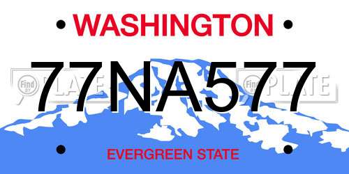 77NA577 Washington License Plate