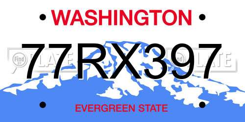 77RX397 Washington License Plate