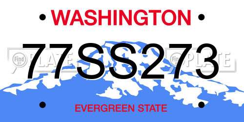 77SS273 Washington License Plate