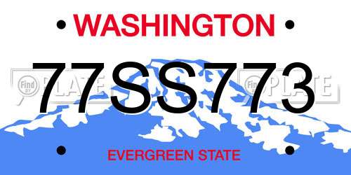 77SS773 Washington License Plate