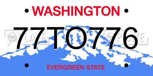 77TO776 Washington License Plate