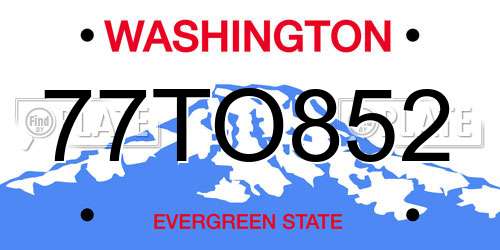 77TO852 Washington License Plate