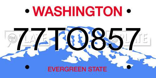 77TO857 Washington License Plate