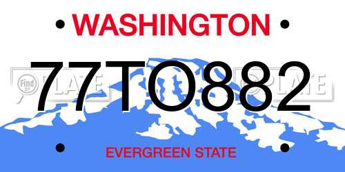 77TO882 Washington License Plate