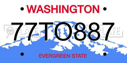 77TO887 Washington License Plate