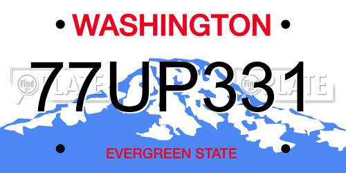 77UP331 Washington License Plate