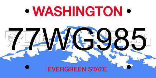 77WG985 Washington License Plate