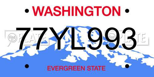 77YL993 Washington License Plate