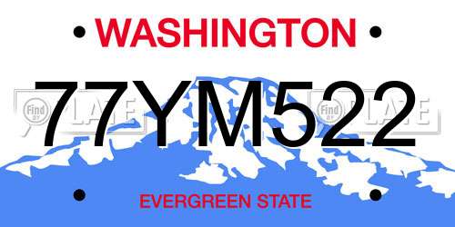 77YM522 Washington License Plate