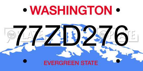 77ZD276 Washington License Plate