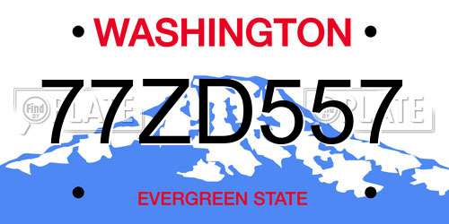 77ZD557 Washington License Plate