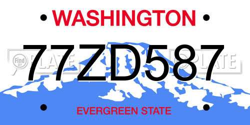 77ZD587 Washington License Plate