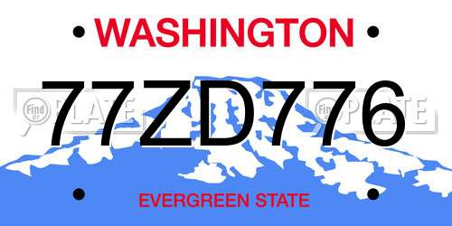 77ZD776 Washington License Plate