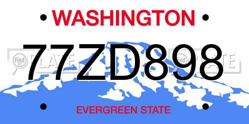 77ZD898 Washington License Plate