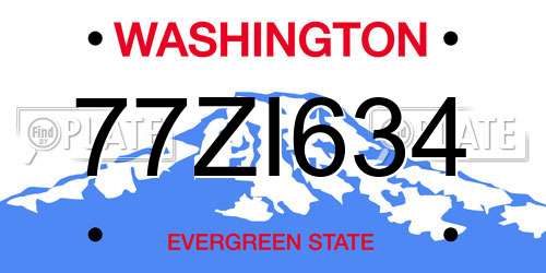 77ZI634 Washington License Plate