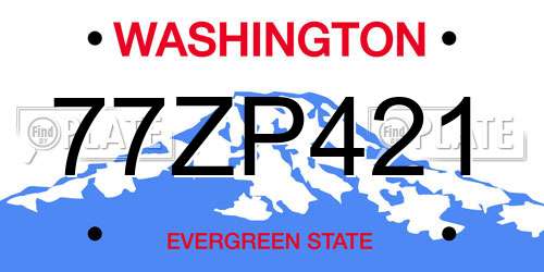 77ZP421 Washington License Plate