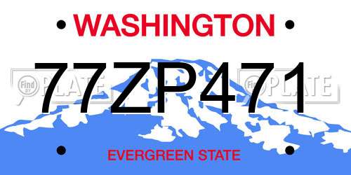 77ZP471 Washington License Plate