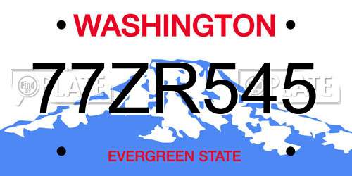 77ZR545 Washington License Plate