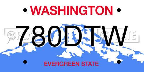 780DTW Washington License Plate