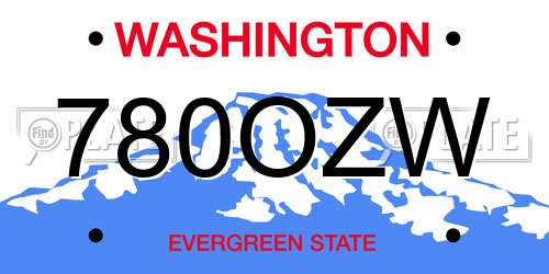 780OZW Washington License Plate