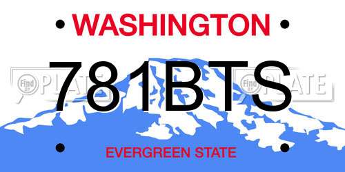 781BTS Washington License Plate