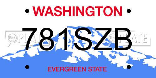 781SZB Washington License Plate