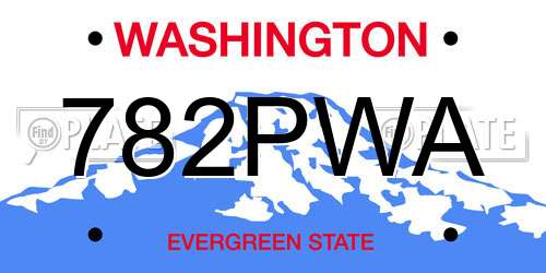 782PWA Washington License Plate
