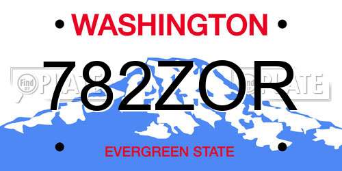 782ZOR Washington License Plate