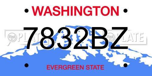 7832BZ Washington License Plate