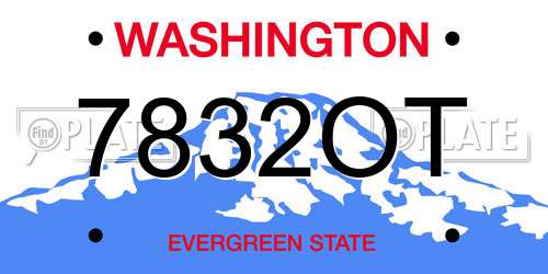 7832OT Washington License Plate