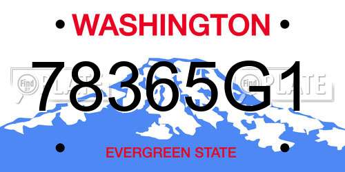78365G1 Washington License Plate