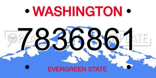 7836861 Washington License Plate