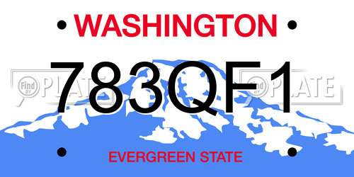 783QF1 Washington License Plate