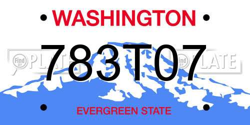 783T07 Washington License Plate